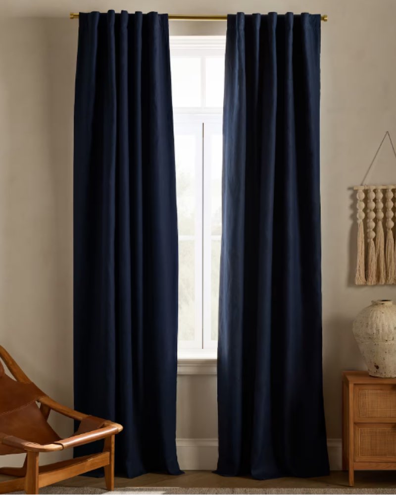 quince european linen room darkening curtain color navy size 48in x 84in  1 panel