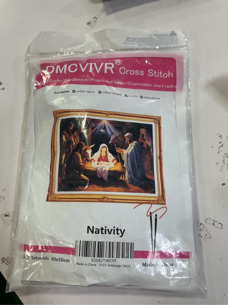 Condition photo showing New/Like New for DMCVIVR Stamped Cross Stitch Kits for Beginners Adults Needlepoint Kits for Beginners Embroidery Kits for Adults Crossstitch Kit for Beginners 11CT-Nativity 16x20 inch