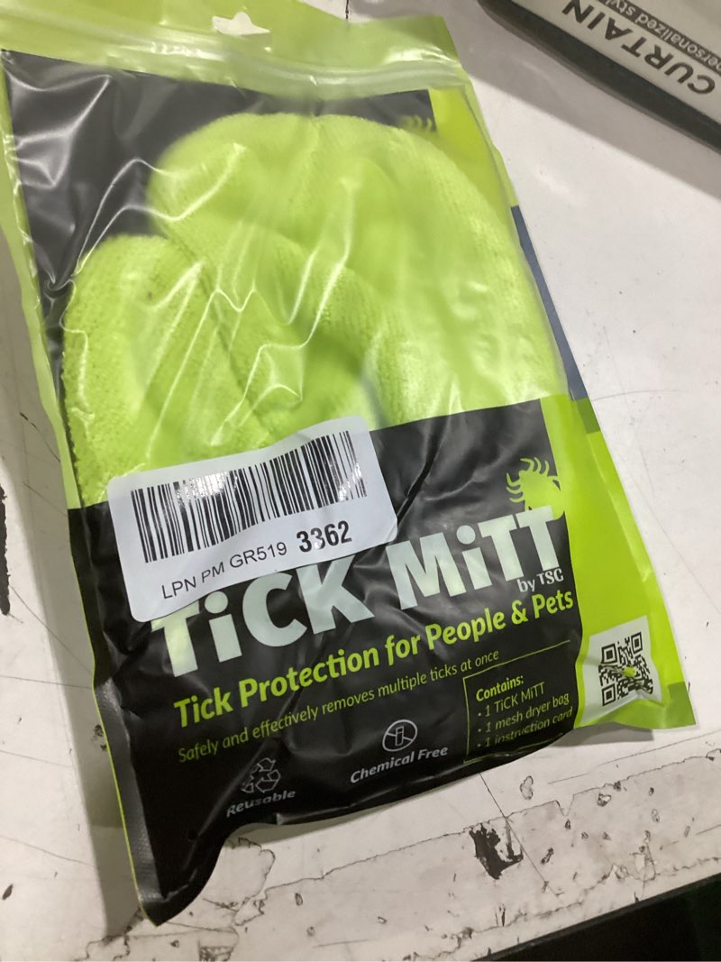 Condition photo showing As Is for tick mitt yellow tick removal glove for humans & pets - safely remove ticks effortlessly, chemical-free, durable, portable tick management tool for outdoor adventures & everyday use