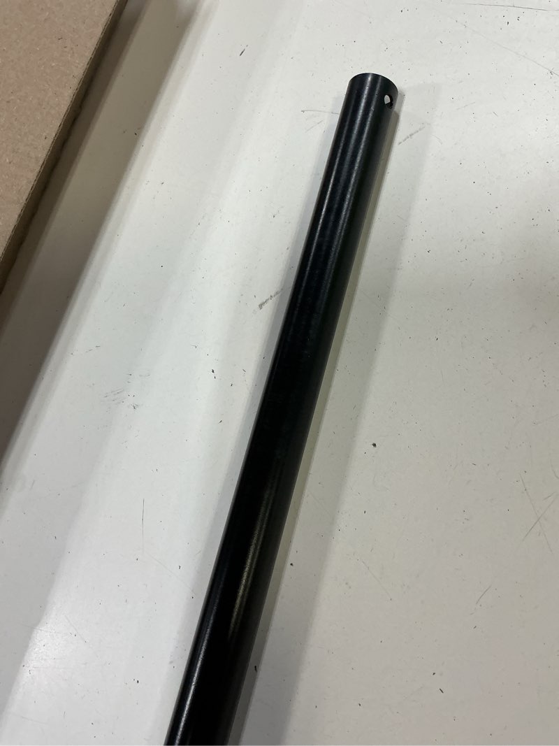 Condition photo showing As Is for 36 inch ceiling fan downrod, 3 ft black downrod for ceiling fan, 1 inch outside diameter, boom suitable for a wide range of fans (black, not threaded) black 36 inch
