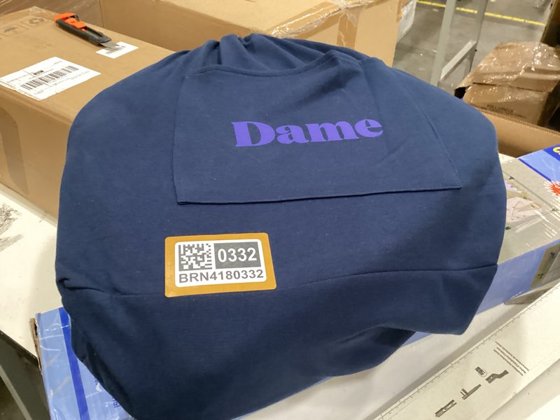Condition photo showing As Is for dame products pillo wedge pillow, triangle positioning cushion for body alignment & multi-position support, firm high-density foam bed wedge with 100% cotton cover, waterproof liner, washable, indigo