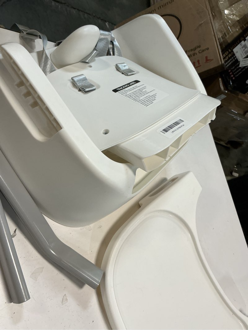 Condition photo showing As Is for Portable Baby Highchair for Months Infants and Toddlers with 5 Point Harness Convertible Comfortable Seat for Cozy Eating Table Sit Up High Chair and Seats for Sitting Up Back Booster Feeding Chairs White