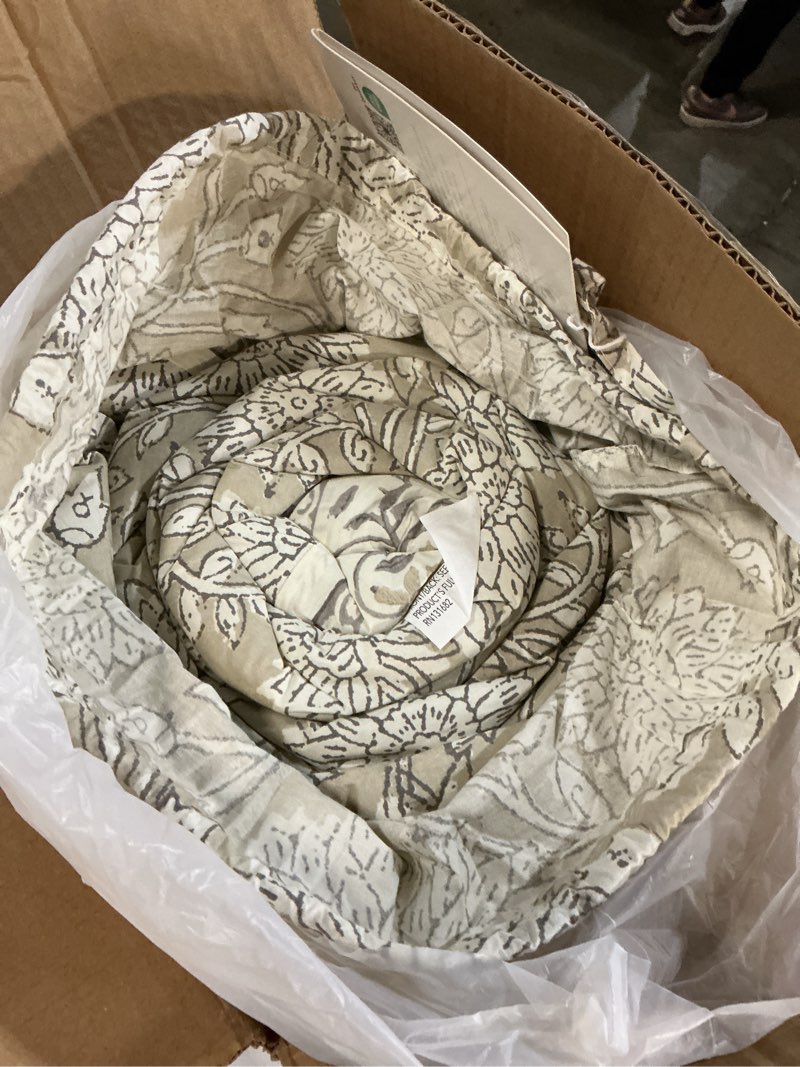 Condition photo showing New/Like New for Levtex Home Adare Taupe Reversible Full/Queen Comforter Set (90x94in) with 2 Pillowcases (26x20in) - Floral Bedding - Taupe White - 100% Cotton Full/Queen Size Comforter Set - Soft, Pre-Washed Comforter - Full/Queen Taupe