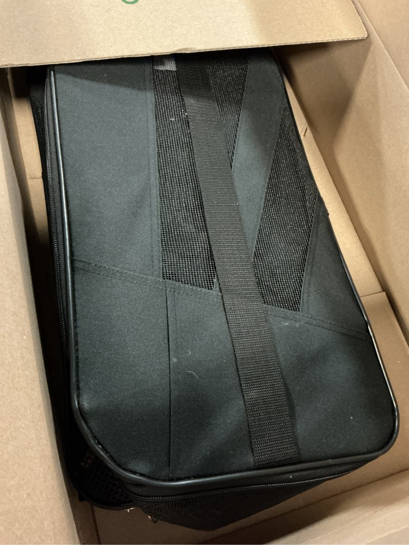 Condition photo showing As Is for dbest products rolling pet carrier with wheels airline approved - tsa dog cat carrier for airplane travel - wheeled pet carrier 18x12x20 for pets up to 24lbs - collapsible travel bag carrier on wheels 18.0"l x 12.0"w x 20.0"h black
