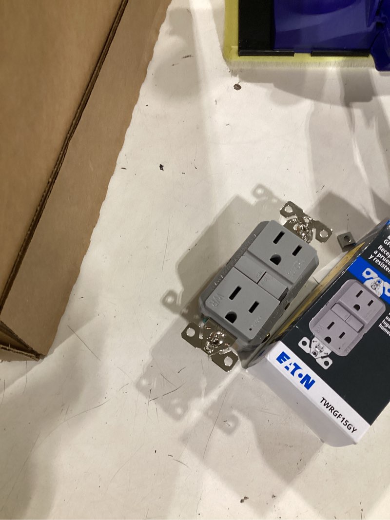Condition photo showing Good Condition for slim tamper resitant and weather resistant gfci receptacle gray
