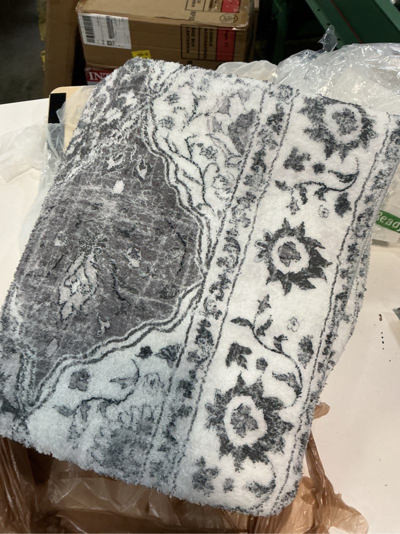 Condition photo showing Good Condition for hebe washable area rug - 3'x5' non slip soft distressed medallion bedroom & living room accent throw vintage entry floor carpet for dining room & bathroom entryway multi-grey 3' x 5' (rectangular)