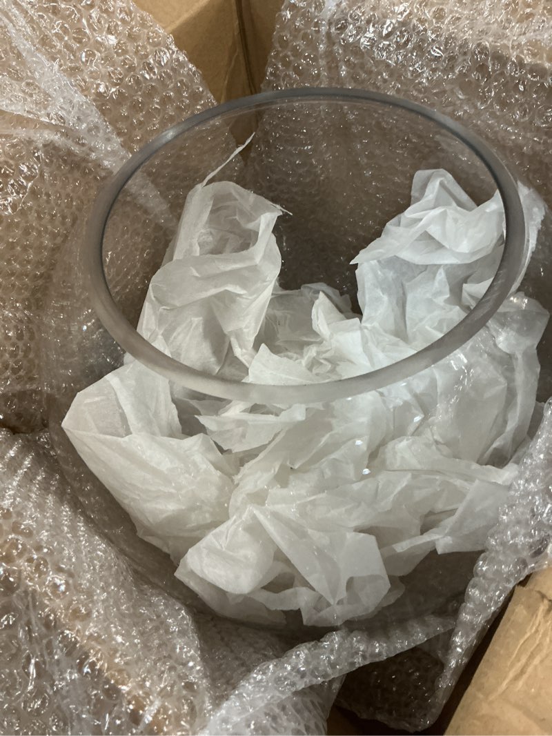 Condition photo showing Good Condition for wgv large bowl glass vase, diameter 12", height 10", (multiple sizes choices) clear round bubble vase jar, floral planter terrarium for wedding event home decor, 1 piece (vbw1210) 12"d