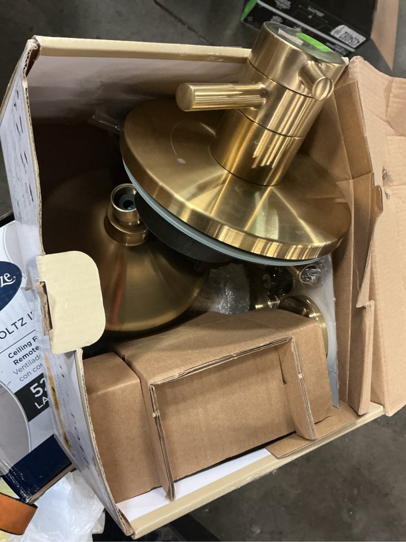 Condition photo showing As Is for allen + roth harlow brushed gold 2-handle 6-in round bathtub and shower faucet with valve (single function)