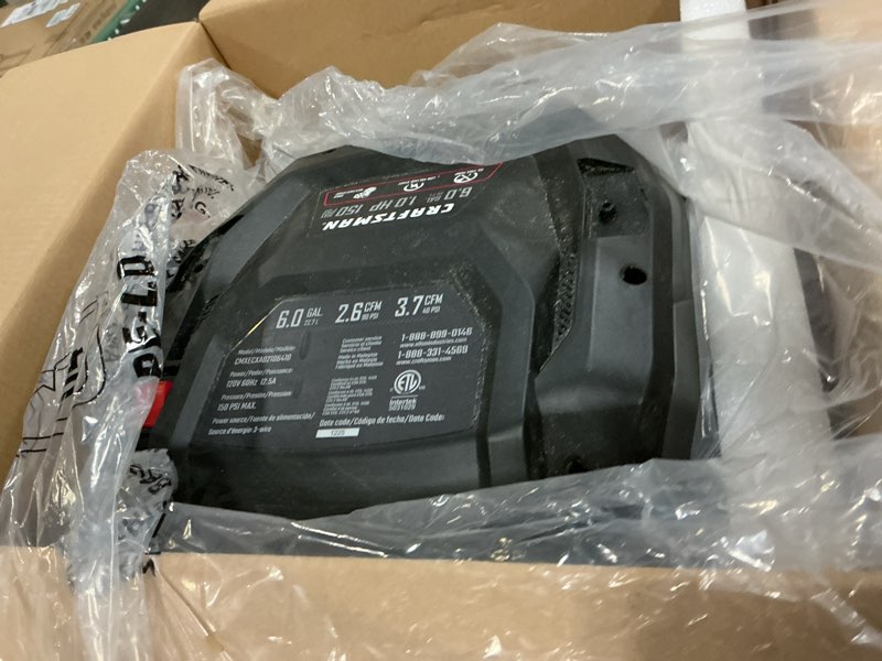 Condition photo showing As Is for craftsman 6-gallon portable electric 150 psi pancake air compressor