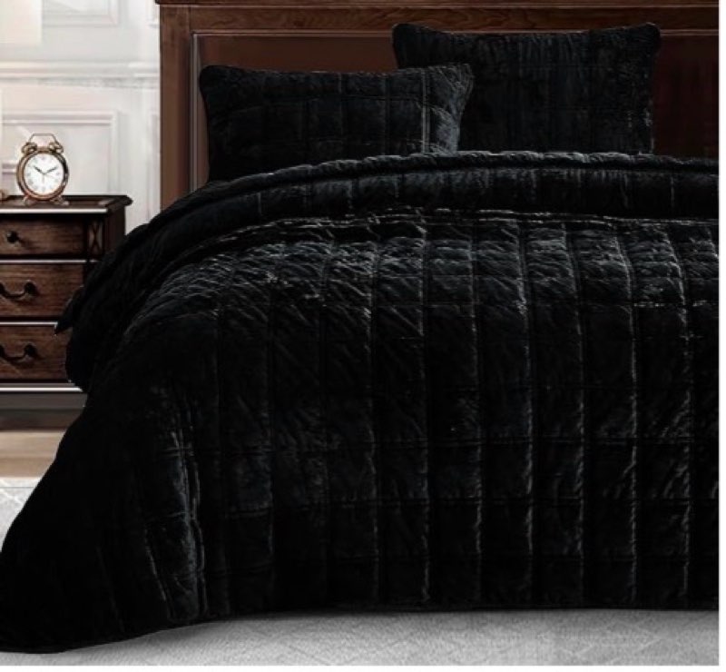 chezmoi collection upland 7-piece quilted patchwork comforter set, black/gray/light gray, queen (similar to stock photo)