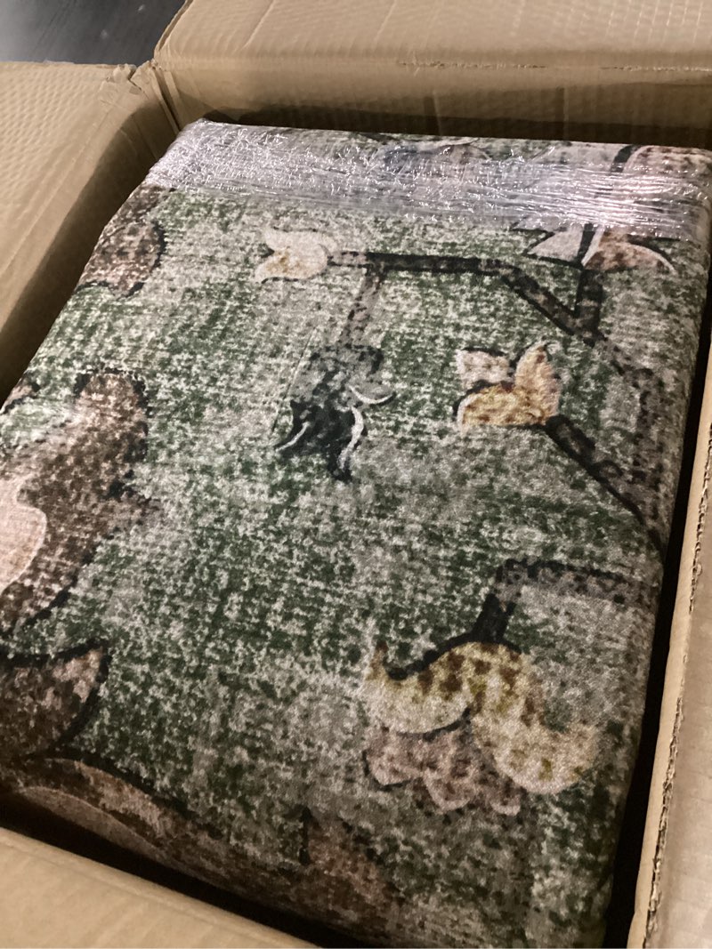 Condition photo showing New/Like New for area rugs 9'x12' washable non-slip, floral vintage distress print pattern medallion carpet for living room bedroom dining room, brick red rust neutral brown burnt orange green brick/brown/green 9' x 12' (rectangular)