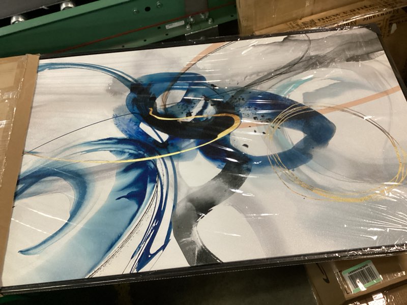 Condition photo showing New/Like New for KLAKLA Large Wall Art for Living Room - Abstract Wall Decor Framed Picture Artwork for Wall Decorative Paintings Blue and White Modern Office Bedroom Art Blue abstract - 4 24x48