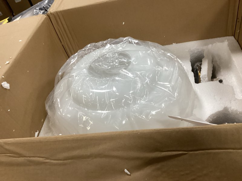 Condition photo showing Good Condition for Milk Glass Ceiling Light Fixture - Antique Brass Semi Flush Mount Pendant Light for Kitchen, Hallway, and Bedroom 15 inch (White 15 inch)