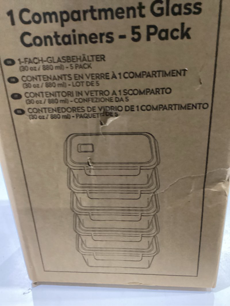 prepnaturals 5 pack 30 oz glass meal prep containers - dishwasher microwave freezer oven safe - glas