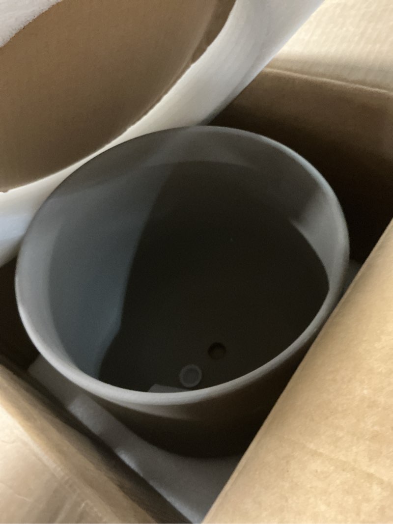 Condition photo showing Good Condition for le tauci 12 inch pots for plants, ceramic large planters for indoor plants, indoor plant pots for home garden patio office, planter pots with drainage hole and rubber plug, neutral gray neutral gray 12 inch