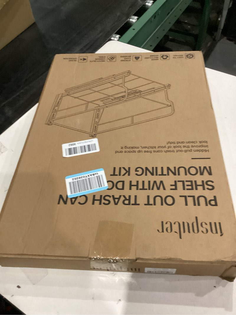 Condition photo showing As Is for Insputer Dual Pull Out Trash Can Under Cabinet with Soft-Close Slides, Heavy Duty Under Sink Trash Can Kit for Kitchen Sink, Laundry, Garbage Can Not Included, Requires 17" W X 24" D Cabinets Double Silver