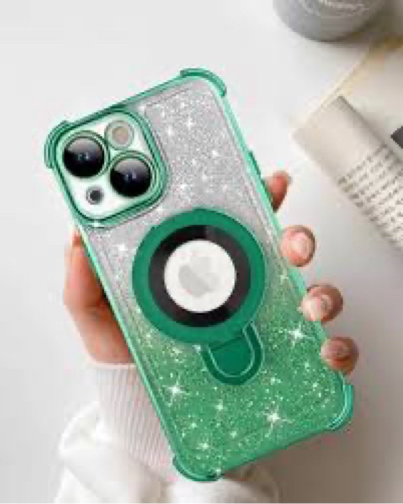 KANGHAR for iPhone 15 Case, Support for MagSafe [Four Corner Cushion Series] Kickstand Electroplate 