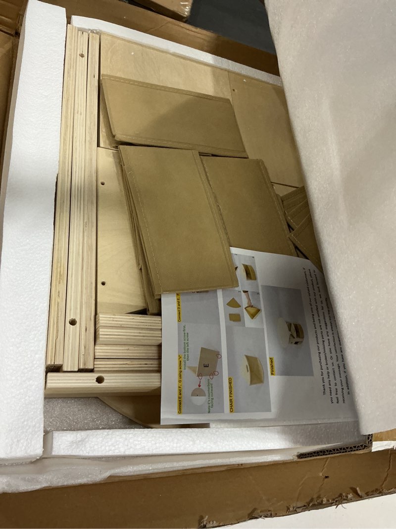 Condition photo showing Good Condition for Toddler Table and Chair Set with 3 Storage Stools, Round Shaped Nesting Design, Kids Activity Table for Play/Art/Reading/Craft, Natural