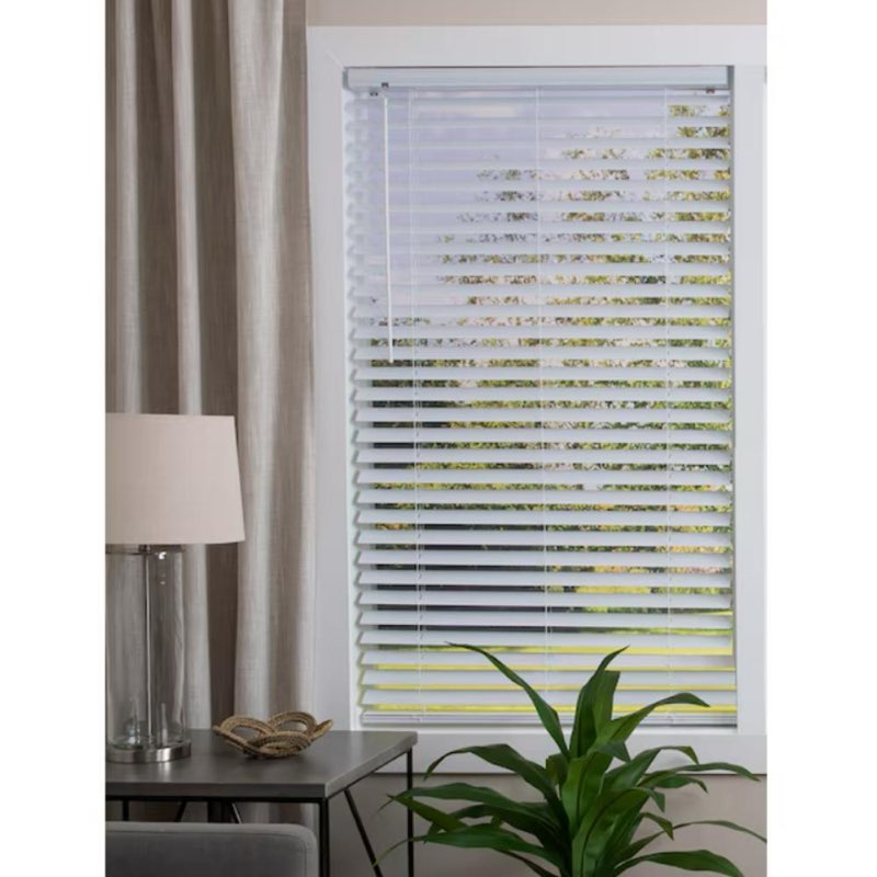 Project Source Premium 2-In Slat Width 43-In X 64-In Cordless White Vinyl Room Darkening Horizontal Blinds Item #1137698