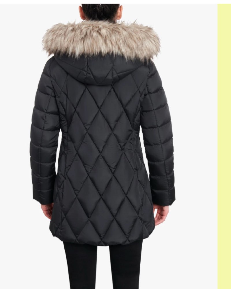 London Fog Women's Diamond Quilted Down Coat, Black, X Large