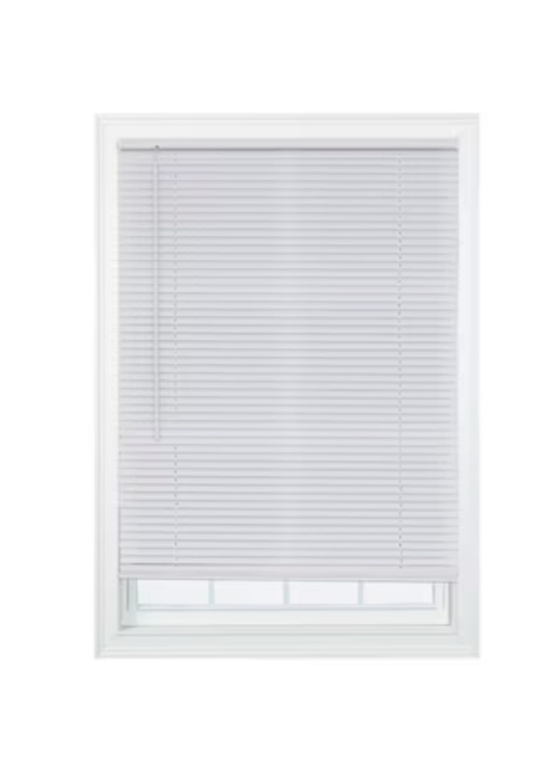 project source 1-in slat width 27-in x 64-in cordless white vinyl light filtering mini-blinds