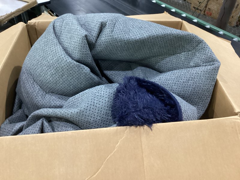 Condition photo showing As Is for shag rug 9x12 for living room: large area rug 9 x 12 navy blue for living room - soft plush blue rugs modern shaggy fuzzy floor carpet (navy blue/9 by 12 feet) navy blue large 9' x 12' (rectangular)
