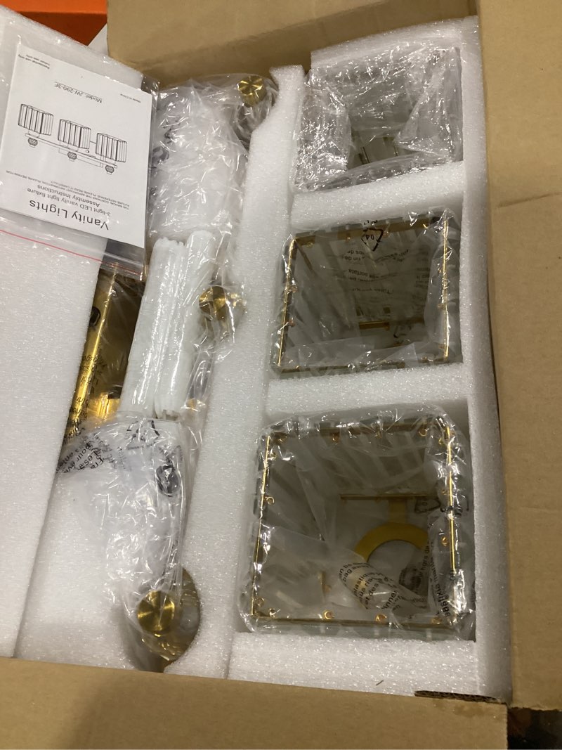 Condition photo showing New/Like New for (similar-3 light) gold bathroom vanity lights crystal vanity light bathroom lighting fixtures 2 light modern vanity lighting fixtures gold square 2-light