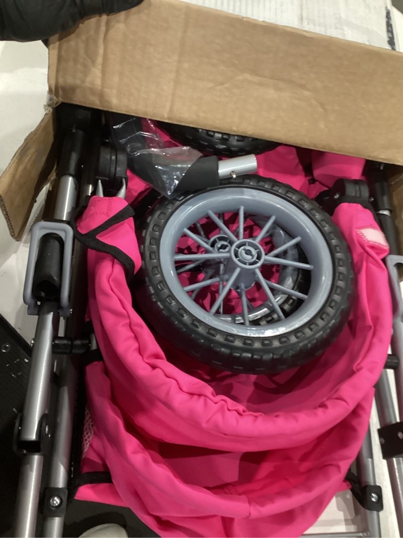 Condition photo showing Good Condition for bayer: trendy pram - hot pink - includes shoulder bag, fits dolls up to 18", adjustable handle, kids pretend play, shopping basket