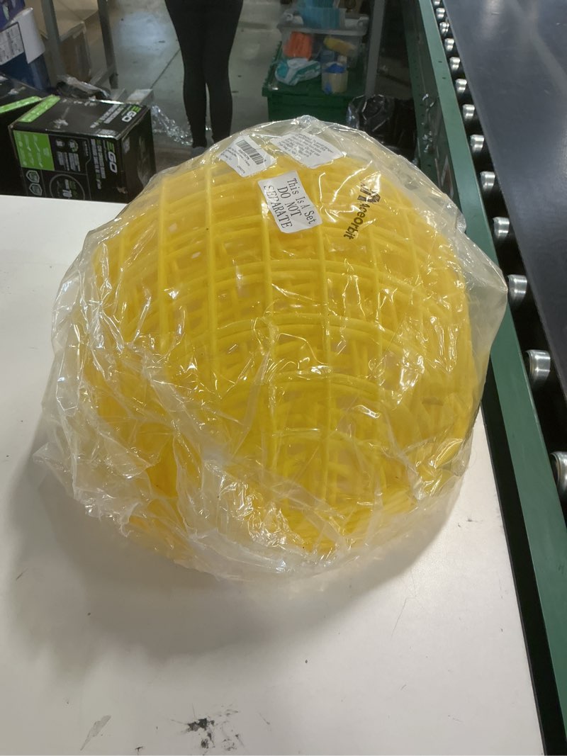 Condition photo showing Good Condition for 3 Pcs 11.8 Inch Yellow 2025 Chicken Ball Cage, Plastic Rolling Orb Movable for Chickens Rabbits Birds Pigeons, Outdoor Farm Range Portable Round Coop Hutch Safety Globe Prevents Dog Bites 11 Inch