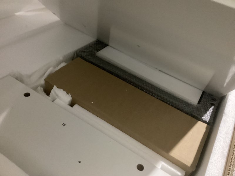 Condition photo showing Good Condition for Large Vanity Desk with 3 Color Touch Screen Dimming Mirror, Vanity Desk with Charging Station, Modern Retractable Makeup Dressing Table, Makeup Table With storage shelves and 5 Sliding Drawers, White White 15.75D*35.43-50W*52.76H