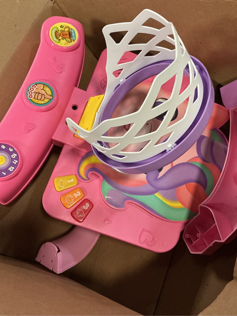 Condition photo showing As Is for toddler basketball hoop&soccer goal,toys for 1 2 3 year old girls,1+ year old girl gift 1st birthday chirstmas, baby sports toy with light sound music,12-18 months baby activity center fairy horse