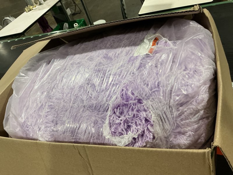 Condition photo showing Good Condition for fluffy bean bag chair, 3ft round memory foam filled bean bag for teens & kids, ultra soft faux fur fabric bean bag chairs for playroom, living room, bedroom, lavender 3 ft purple