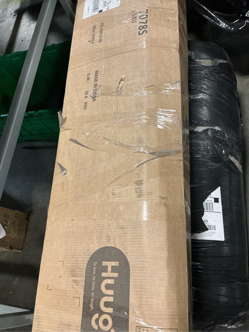 Condition photo showing Good Condition for Huuger 47.2 Inch Entryway Table with Marble Top, Modern Console Sofa Table, Accent Table with Shelves, for Entry, Hallway, Entrance, Foyer, O-Shaped Metal Frame, White Marble & Gold Marble Gold 11"D x 47.2"W x 33.5"H