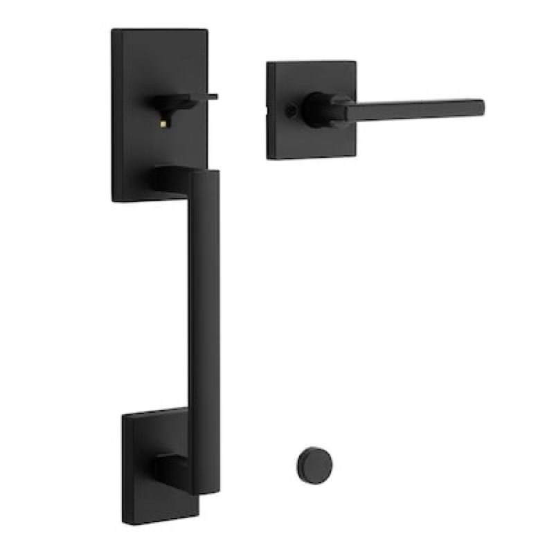 kwikset signature series san clemente grip only matte black exterior entry door handleset