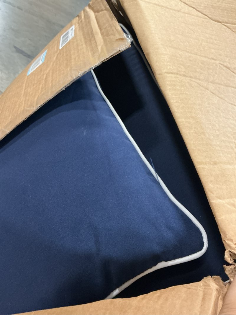 Condition photo showing Good Condition for enipate outdoor deep seat cushion set of 2, weather resistant patio furniture cushions with zipper and handle, 24 x 24 x 5 inch outdoor wicker chair cushions for patio,yard,garden navy