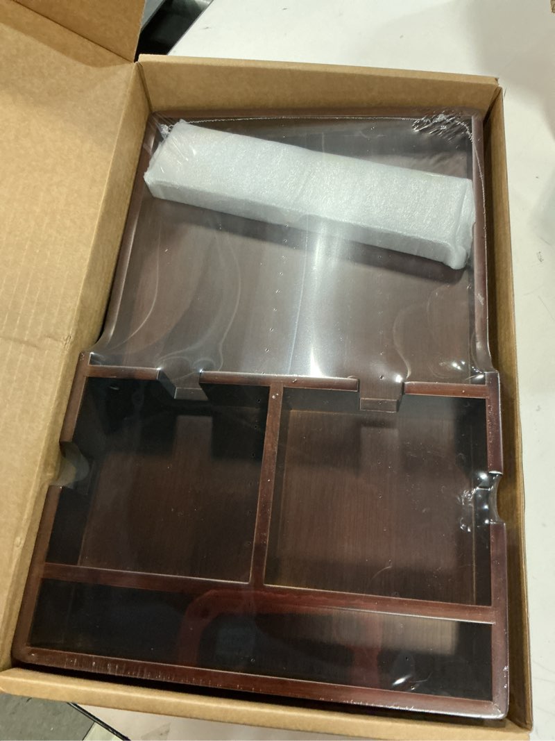 Condition photo showing New/Like New for nnewvante couch insert tray, 2-in-1 insert & flat sofa organizer bamboo with 4 compartments,fits seat gaps or ottomans,for snacks, drinks, remotes,15.35x9.84-inch,black walnut