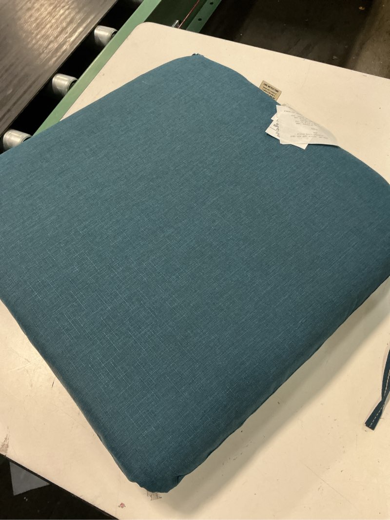 Condition photo showing As Is for allen + roth with stainmaster stainmaster 18-in x 19-in deep lake madera linen patio chair cushion