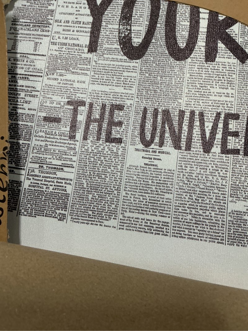 Condition photo showing New/Like New for framed black and white retro newspaper wall art its already yours universe quote poster trendy positive inspirational wall decor for bedroom office apartment dorm affirmation canvas print 16x24inch 16"l x 24"w style-1