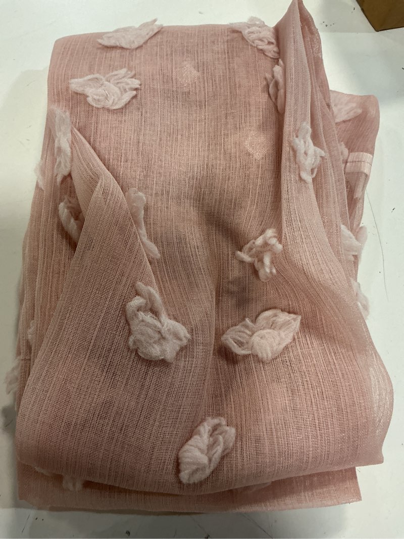Condition photo showing Good Condition for mysky home semi sheer curtains 54 inch length with pom pom for bedroom small windows boho style light filtering curtains for nursery girls kids room rod pocket voile drapes, dusty pink, 38x54, 2 pcs