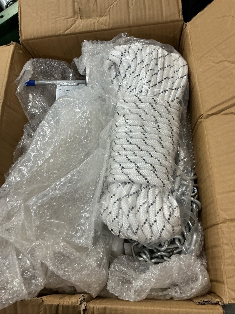 Condition photo showing Good Condition for heavy duty boat anchor kit, 5/8/10/13/18/25 lb galvanized danforth anchor with anchor chain, shakles and boat anchor rope, fluke anchor kit for boats pontoon, deck, fishing, and sail