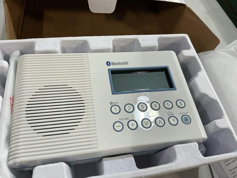 Condition photo showing Good Condition for sangean h202 am/fm weather alert waterproof shower radio, white am/fm/wx/bt white