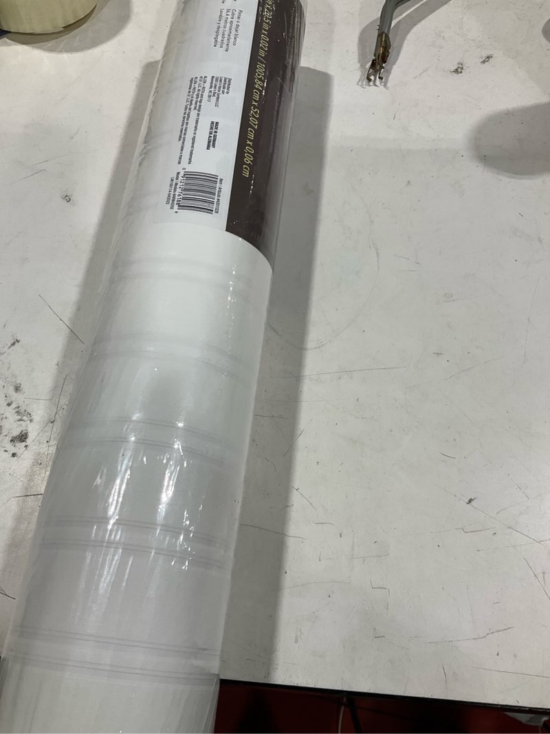 Condition photo showing As Is for allen + roth 56.4-sq ft white vinyl paintable textured abstract 3d prepasted water activated paste wallpaper