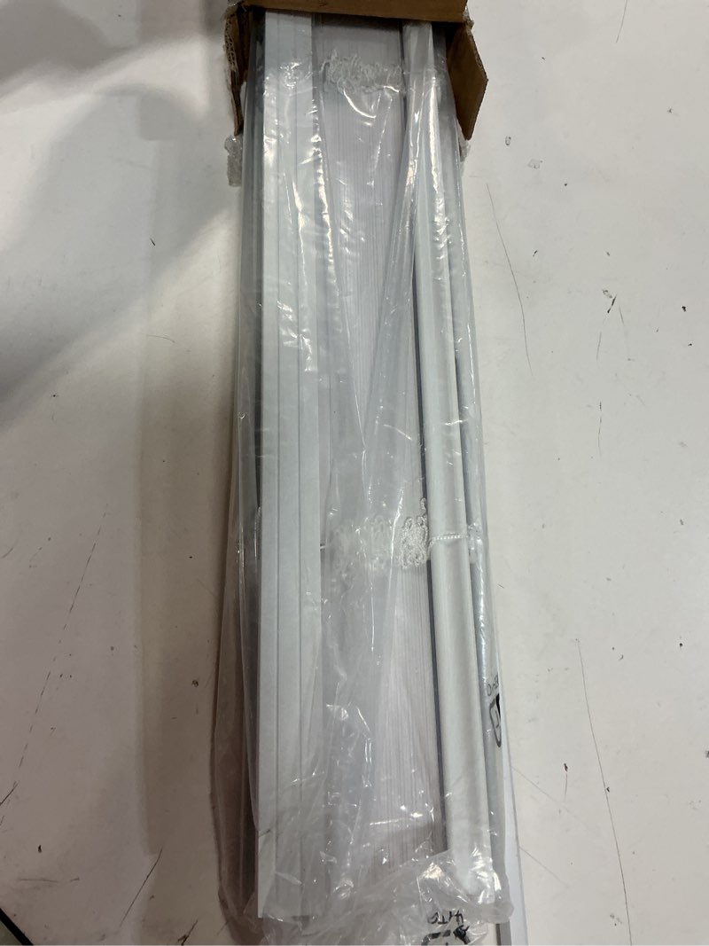 Condition photo showing Good Condition for cordless vinyl mini l blinds 20" w x 48" h, 1" slat white horizontal windows l blind for door, shades, camper, light filtering, interiors, arrive 1/2 inch narrower indoor 20"w x 48"h
