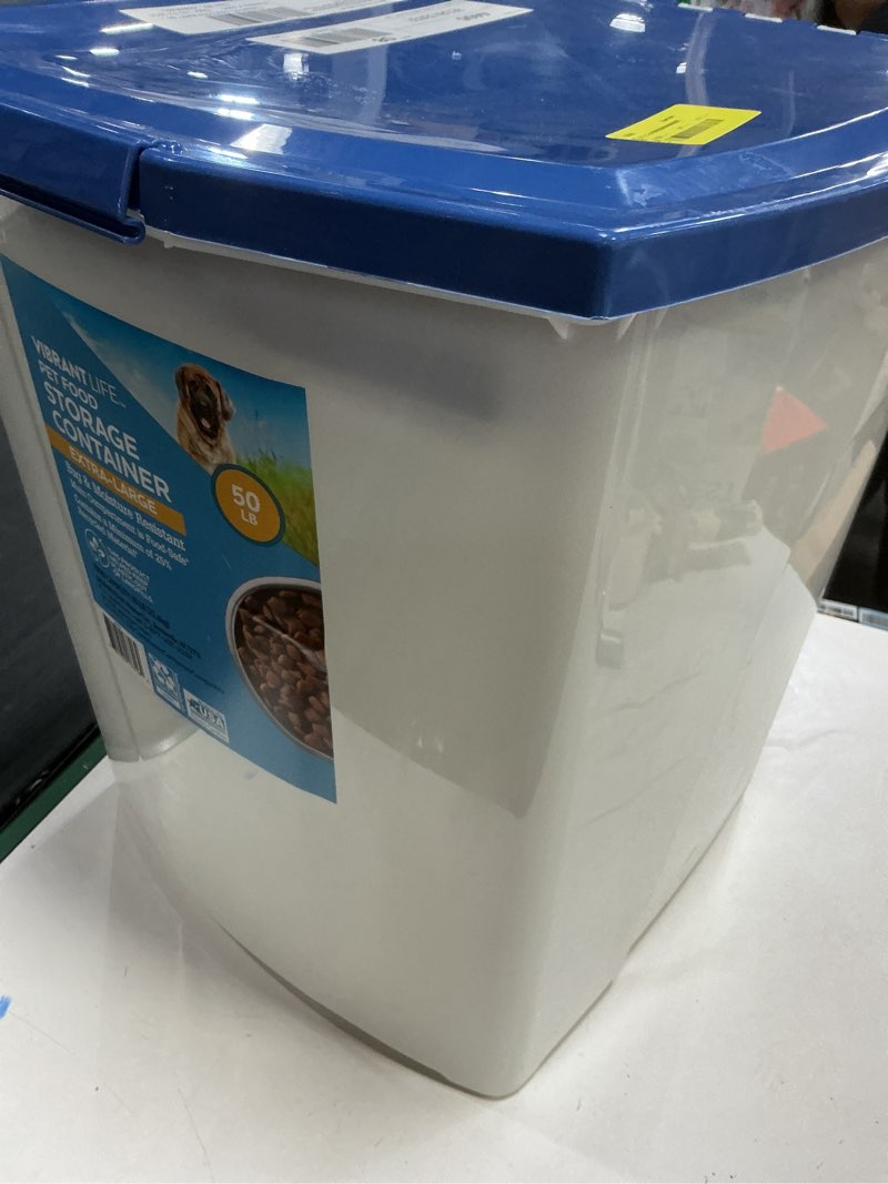 Condition photo showing Good Condition for 2 pcs,vibrant life plastic pet food storage container with locking lid  extra-large  50 lb