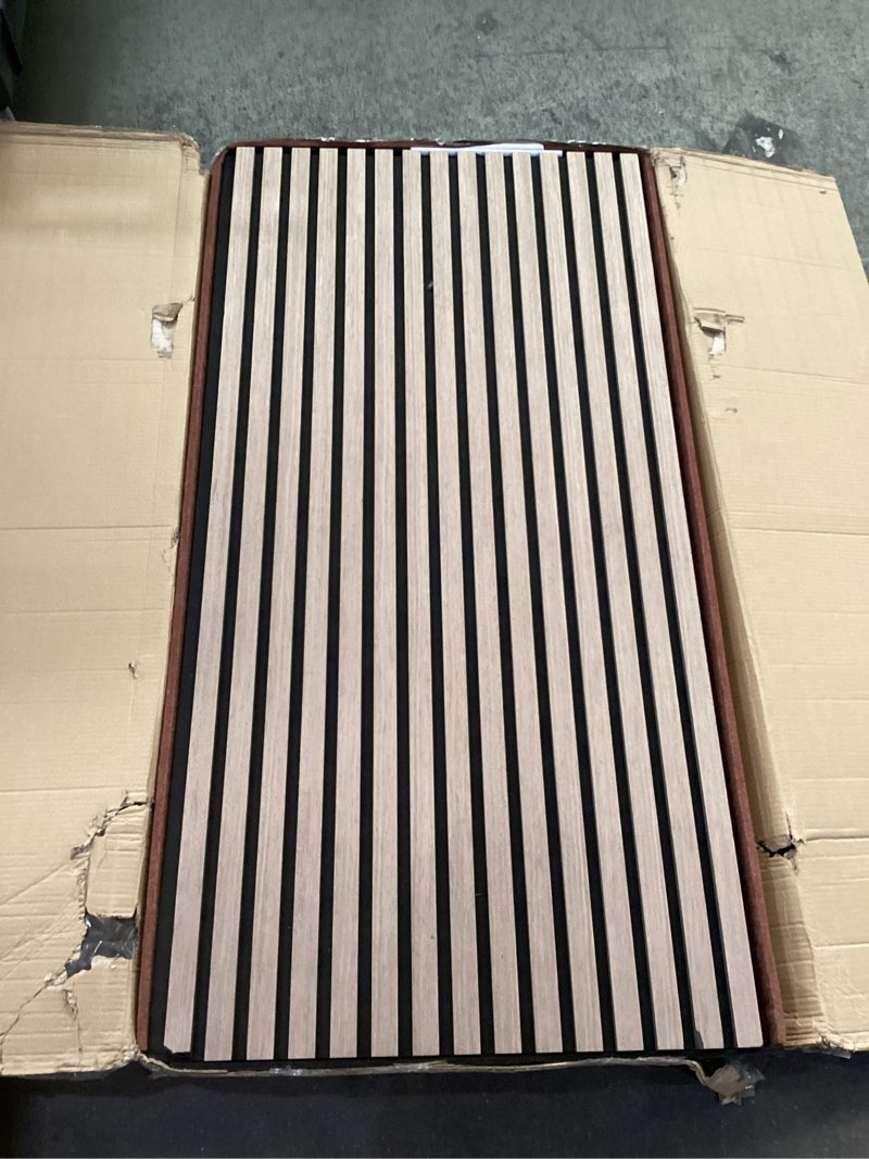Condition photo showing Good Condition for akumax 4 pack acoustic panels,wood slat for wall and ceiling-art acoustic foam panels 96x24inches 3d wall panels high density sound dampening panels (gray oak, 4pcs-24in*48in) gray oak 4pcs-24in*48in