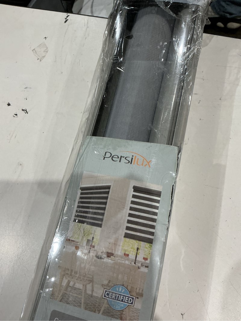 Condition photo showing As Is for persilux cordless zebra blinds for windows free-stop roller window shades (58" w x 64" h, grey) dual layer light control for day and night, light filtering sheer shades for home, easy to install 58"w x 64"h grey