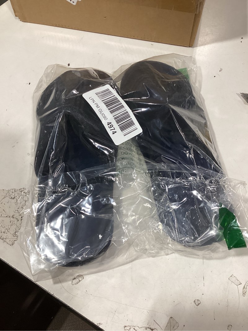 Condition photo showing Good Condition for goewy adjustable open-toe mens slippers memory foam house slippers with non-slip soles indoor and outdoor shoes gifts for men him dad blue grey 9-10
