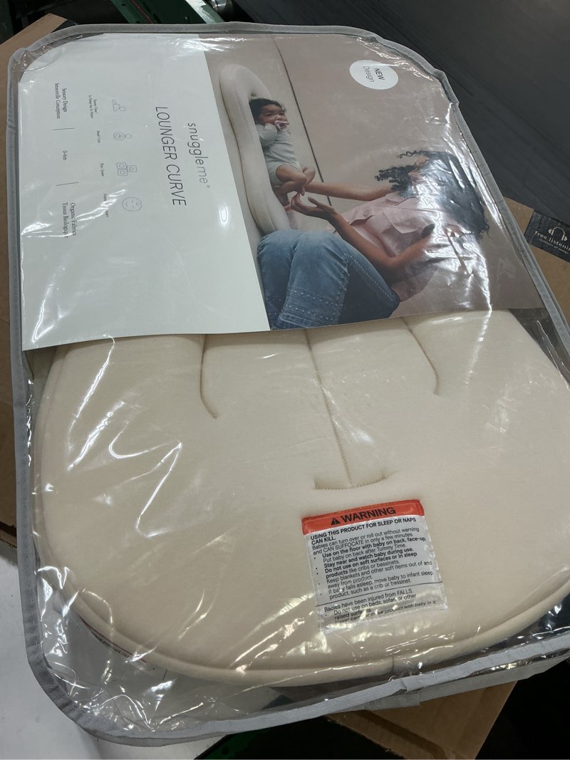 Condition photo showing New/Like New for snuggle me® baby lounger curve - premium organic cotton with foam core, machine-washable cover, buttery-soft & breathable cspc compliant infant lounger baby nest pillow with travel bag - natural natural lounger
