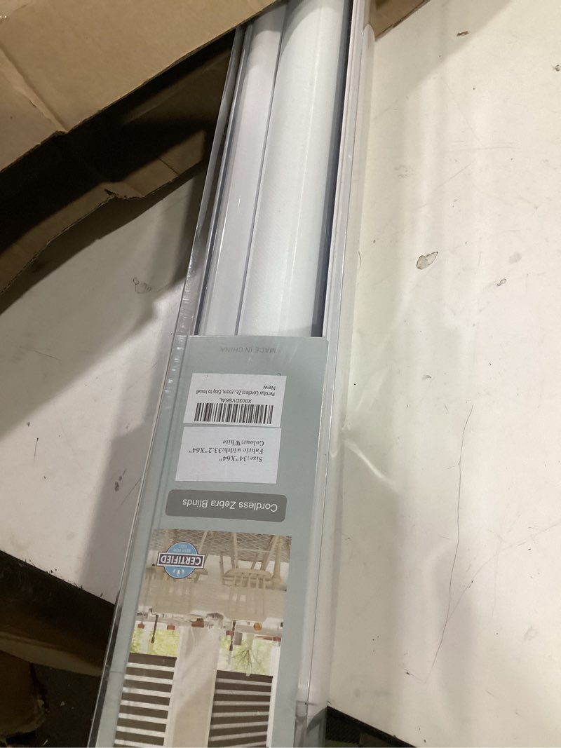 Condition photo showing Good Condition for persilux cordless zebra blinds for windows free-stop window blinds (34" w x 64" h, white) dual layer light control for day and night, light filtering sheer shades for home, bedroom, easy to install 34"w x 64"h white