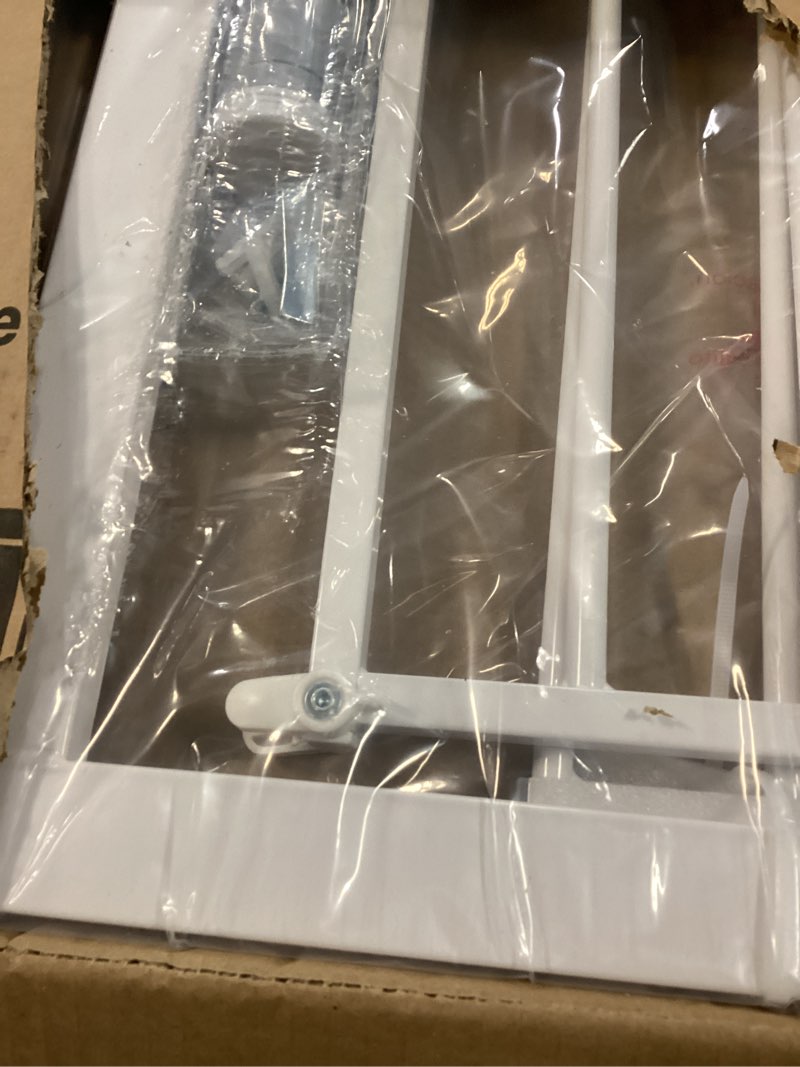 Condition photo showing New/Like New for keny 29"-42.5" Baby Gate for Stairs, Auto Close Safety Dog Gate, Pressure Mounted Easy Walk Through Pet Gate for Doorways, Durable Stair Gate, 30" Tall, White White 29-42.5"Wide, 30"Tall
